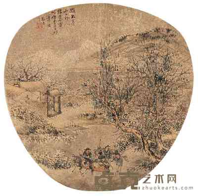 杨柳谷 风雪暮归图 团扇面 